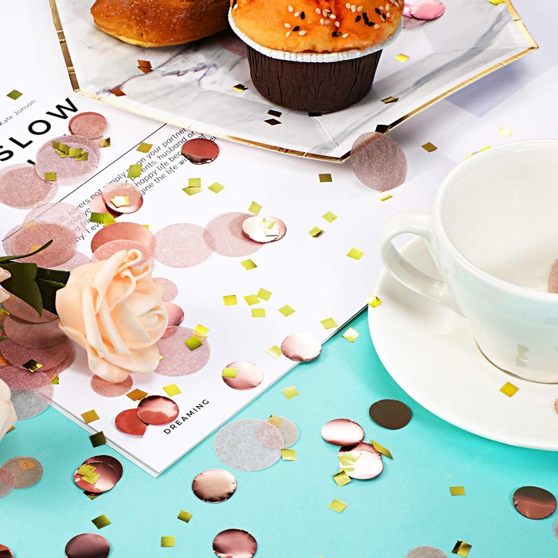 TecUnite Round Tissue Paper Table Confetti Dots for Wedding Birthday Party Decoration, 1.76 oz(1.5 cm Plus 2.5 cm,Rose Gold Confetti) - Image 3
